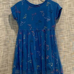 Hanna Andersson Blue Dress with Dinosaurs Embroidered Size 10 Girl